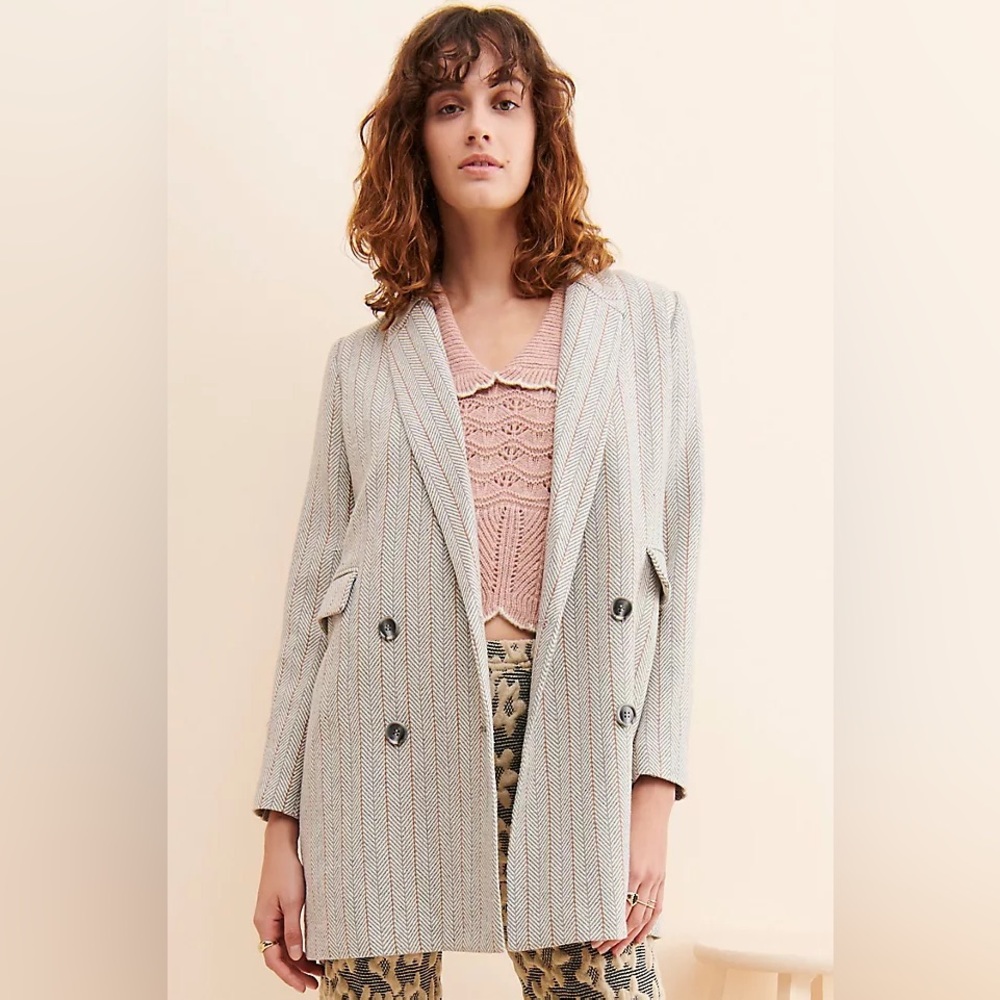 Anthropologie Frenchmauve Mila Herringbone Blazer -‎ Small